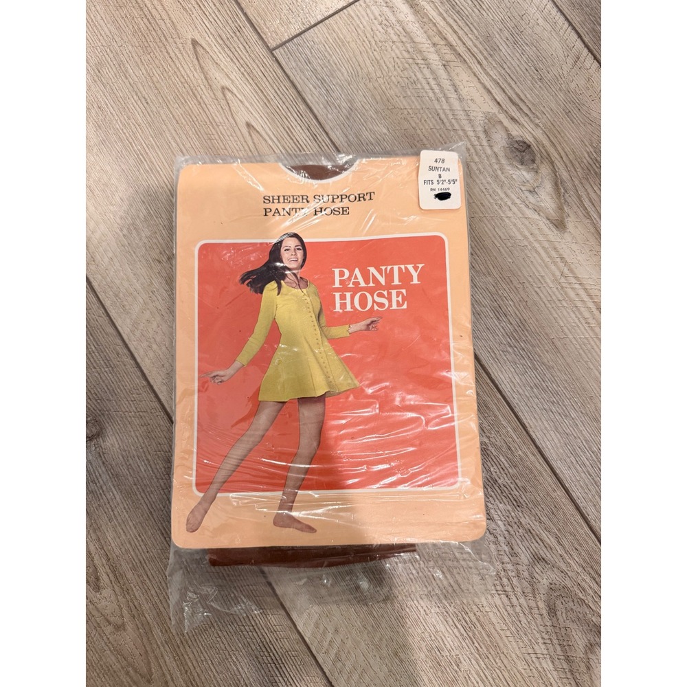 Vintage Sheer Support Pantyhose Suntan Size B Unopened New Old Stock RN 14469
